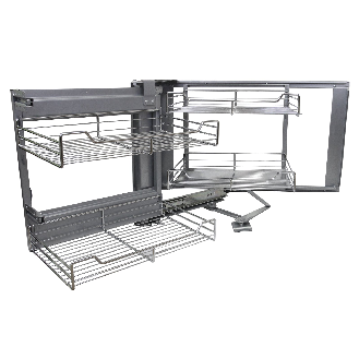 Ausziehbarer Edelstahl-Eckschrank 90-100cm linke Seite-Beschreibung lesen