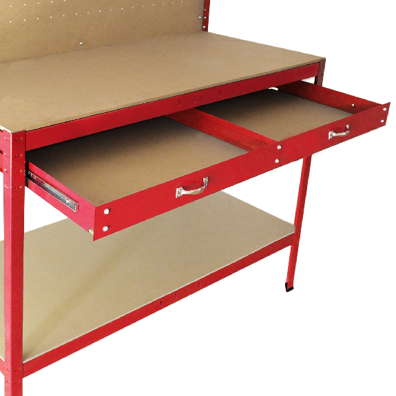 Stecktafel-Werkbank mit roter Schublade-Beschreibung lesen