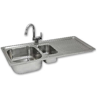 Lavandino da Cucina in Acciaio Inossidabile 105cm x 50cm con Rubinetto Confetti-Leggi tutto
