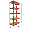 Monster Racking 1 scaffale angolare Z-Rax rosso e 4 scaffali Z-Rax rossi in acciaio senza bulloni 90 cm x 45 cm x 183 cm