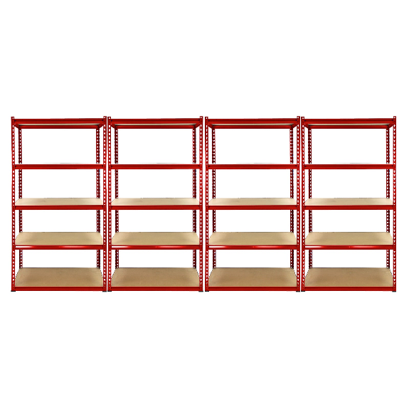 Monster Racking 1 scaffale angolare Z-Rax rosso e 4 scaffali Z-Rax rossi in acciaio senza bulloni 90 cm x 45 cm x 183 cm-Leggi tutto