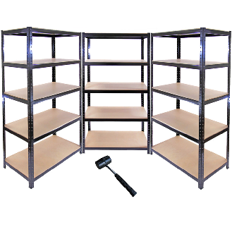 Monster Racking - Lot de 3 Rayonnages T-Rax en Acier Sans Boulons Noirs 90cm x 45cm x 180cm-Lire la description