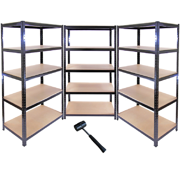 Monster Racking - Juego de 3 estanterías T-Rax de acero sin tornillos, color negro, 90 cm x 45 cm x 180 cm-Leer más