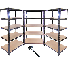 Monster Racking - Juego de 3 estanterías T-Rax de acero sin tornillos, color negro, 90 cm x 45 cm x 180 cm