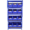Scaffale T-RAX blu 90 cm con 12 contenitori per raccolta rapida