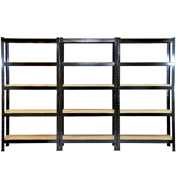 Monster Racking 6 scaffalature T-Rax in acciaio senza bulloni nere 75 cm x 30 cm x 150 cm-Leggi tutto