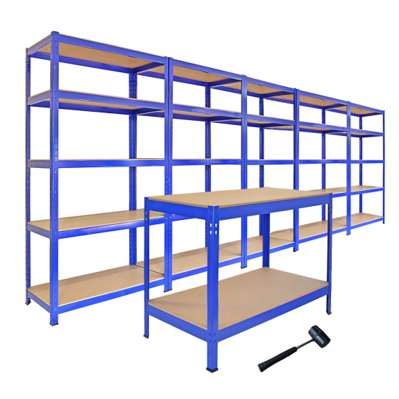 Set di 5 banchi da lavoro T-Rax 75 cm e Q-Rax blu-Leggi tutto