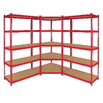 Monster Racking 1 estantería esquinera Z-Rax roja y 2 estanterías de acero sin tornillos Z-Rax rojas 90 cm x 45 cm x 183 cm-Leer más