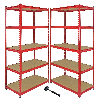 Monster Racking 1 rotes Z-Rax-Eckregal und 2 rote Z-Rax-Schraubregale aus Stahl, 90 cm x 45 cm x 183 cm