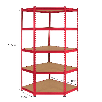 Monster Racking 1 Rayonnage d'Angle Z-Rax Rouge & 2 Rayonnages Z-Rax Rouges en Acier Sans Boulons 90cm x 45cm x 183cm-Lire la description