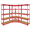 Monster Racking 1 rotes Z-Rax-Eckregal und 2 rote Z-Rax-Schraubregale aus Stahl, 90 cm x 45 cm x 183 cm
