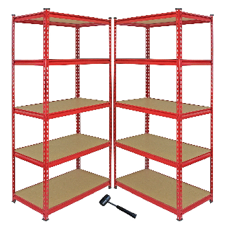 Monster Racking 1 estantería esquinera Z-Rax roja y 2 estanterías de acero sin tornillos Z-Rax rojas 90 cm x 45 cm x 183 cm-Leer más