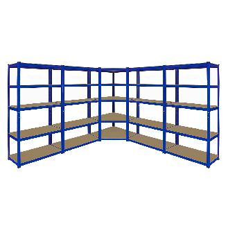 Monster Racking 1 Rayonnage d'Angle T-Rax Bleu et 4 Rayonnages T-Rax Bleus en Acier Sans Boulons 90cm x 45cm x 180cm-Lire la description