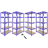 Monster Racking 1 scaffalatura angolare T-Rax blu e 4 scaffalature in acciaio T-Rax blu senza bulloni 90 cm x 45 cm x 180 cm