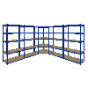 Monster Racking 1 scaffalatura angolare T-Rax blu e 4 scaffalature in acciaio T-Rax blu senza bulloni 90 cm x 45 cm x 180 cm