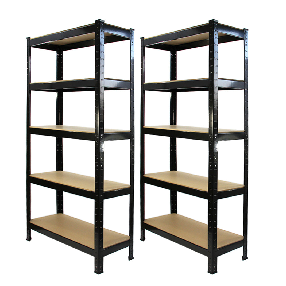 Monster Racking 2 scaffali T-Rax in acciaio senza bulloni neri 75 cm x 30 cm x 150 cm, kit di 2-Leggi tutto
