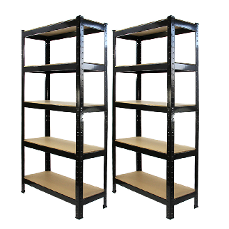 Monster Racking 2 Rayonnages T-Rax en Acier Sans Boulons Noirs 75cm x 30cm x 150cm, Kit de 2-Lire la description