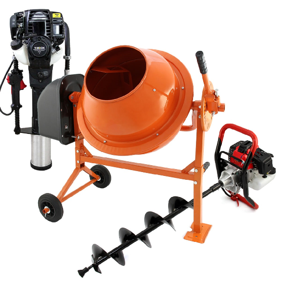 Trivella T-Mech da 52 cc, betoniera e piantatrice per palo da 120 mm, motore a 4 tempi-Leggi tutto