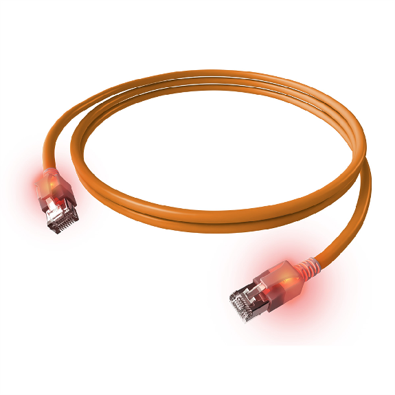EasyLan DualBoot LED Patchkabel RJ45 S/FTP Kat.6A (Class EA), mit saCon Stecker, LSOH, orange, 1,5 m-Beschreibung lesen