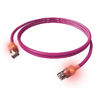 EasyLan DualBoot LED Patchkabel RJ45 S/FTP Kat.6A (Class EA), mit saCon Stecker, LSOH, violett, 1,5 m-Beschreibung lesen