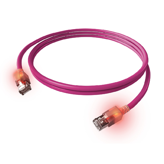 EasyLan DualBoot LED Patchkabel RJ45 S/FTP Kat.6A (Class EA), mit saCon Stecker, LSOH, violett, 3 m-Beschreibung lesen