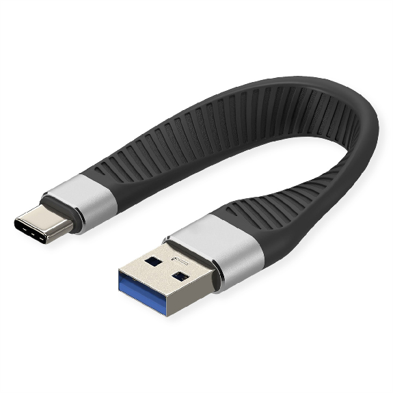 ROLINE USB 3.2 Gen 2 Silikonkabel, C-A, ST/ST, 10Gbit/s, Emark, schwarz, 11 cm-Beschreibung lesen