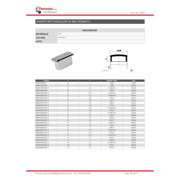 TAPPO COPRITESTA CROMATO 40X20-1.2 mm PER TUBI CROMO - Il prezzo viene calcolato su multipli di 25 pz.-Leggi tutto