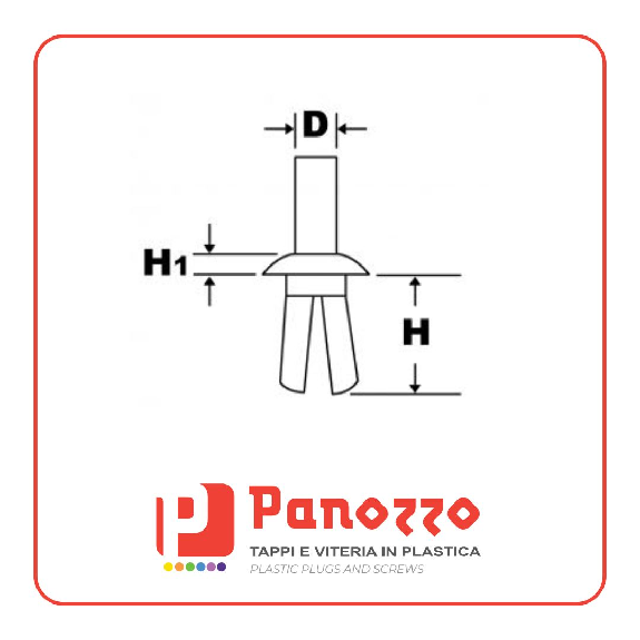 RIVETTO IN PLASTICA A PRESSIONE 7X2,5-9,0mm. Prezzo multiplo di 100 pz. - Nero-Leggi tutto