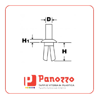 RIVETTO IN PLASTICA A PRESSIONE 6,4X4,0-9,5mm. Prezzo multiplo di 100 pz. - Naturale-Leggi tutto