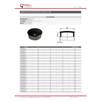 TAPPO TONDO CROMATO NERO 30X1,2mm. - Prezzo multiplo di 25 pz.-Leggi tutto