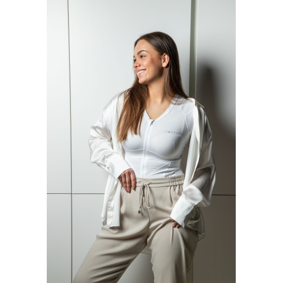 Relaxsan Posture 6070-RP (Blanc L) Tee Shirt Correcteur de Posture Femme, Maintien Dos, Respirant-Lire la description