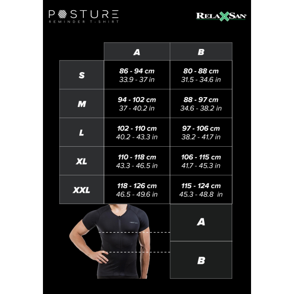 Relaxsan Posture 4070-RP (Schwarz XL) Haltungskorrektur Rücken Herren T-Shirt, Posture Corrector, Haltungstrainer, Atmungsaktiv-Beschreibung lesen