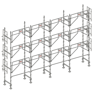 Échafaudage façadier 104 m² avec garde-corps de sécurité-Lire la description