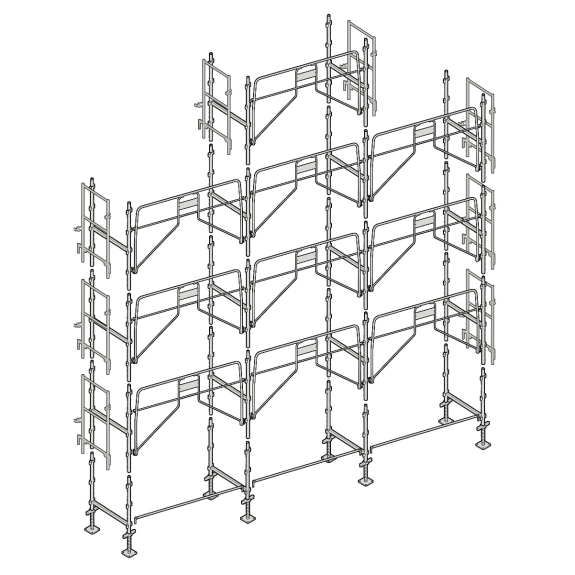 Échafaudage façadier 88 m² garde-corps sécurité AGS88 Échafaudage façadier 88 m² garde-corps sécurité AGS88-Lire la description