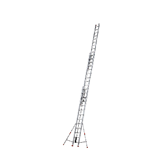 Échelle extensible 3 plans avec corde 3 x 13 marches-Lire la description