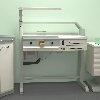 Banco di lavoro per laboratorio odontotecnico con illuminazione / Facile montaggio / Design compatto e accessoriato