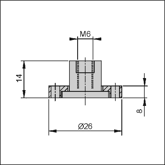 Accouplement pour tige de vérin M6, flottant, en acier zingué Accouplement pour tige de vérin M6, flottant, en acier zingué-Lire la description