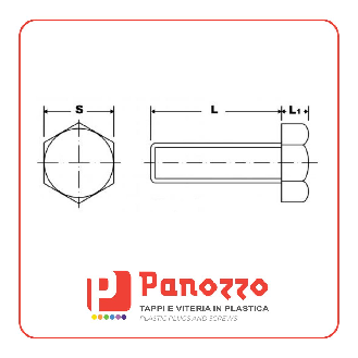 Vite in plastica a testa esagonale M10X70mm - Colore Naturale - Prezzo per multipli di 25 pz.-Leggi tutto