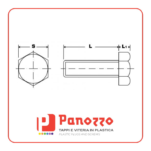 Vite in plastica a testa esagonale M5X16mm - Colore Nero - Prezzo per multipli di 100 pz.-Leggi tutto