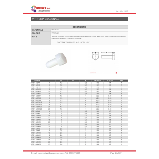Vite in plastica a testa esagonale M6X25mm - Colore Nero - Prezzo per multipli di 100 pz.-Leggi tutto