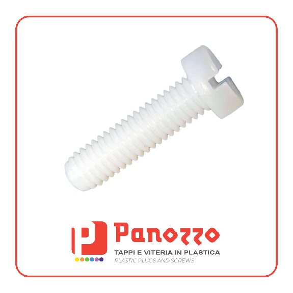 Vite in plastica a testa cilindrica DIN84 M4X16mm - Colore Naturale - Prezzo per multipli di 100 pz.-Leggi tutto