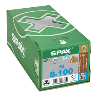 SPAX Tellerkopf T-Star Plus T40 Vollgewinde A2 4CUT 8x100mm (50)-Beschreibung lesen