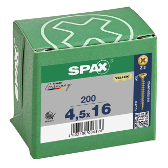 SPAX Senkmultikopf Kreuzschlitz Z2 Vollgewinde 4CUT YELLOX 4,5x16mm (200)-Beschreibung lesen