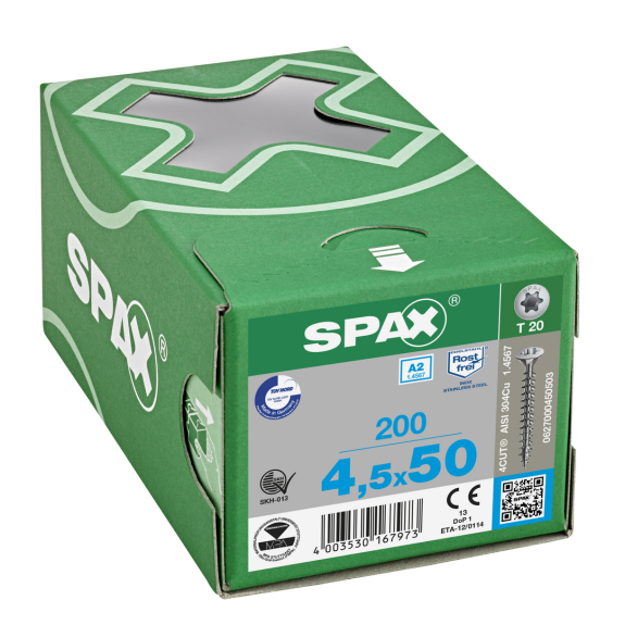 SPAX Linsenmultikopf T-Star Plus T20 Vollgewinde A2 4,5x50mm (200)-Beschreibung lesen