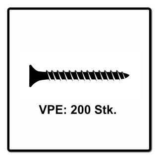 Fischer Power-Fast II FPF II Spanplattenschraube 4,0x25 mm 200 Stück ( 670152 ) Senkkopf mit Torx Vollgewinde galvanisch verzinkt, blau passiviert-Beschreibung lesen