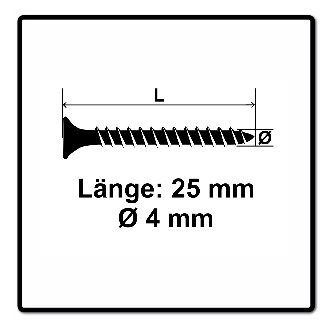 Fischer Power-Fast II FPF II Spanplattenschraube 4,0x25 mm 200 Stück ( 670152 ) Senkkopf mit Torx Vollgewinde galvanisch verzinkt, blau passiviert-Beschreibung lesen