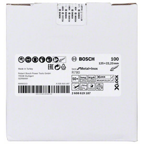 Bosch X-LOCK Fiberscheibe, 125 mm, K 80, Sternloch, R780 Best for Metal + Inox-Beschreibung lesen
