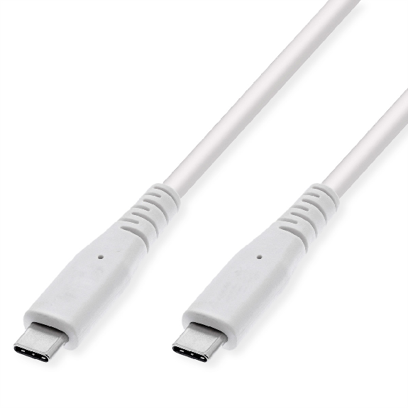VALUE Câble compatible USB 3.2 Gen2, avec PD (Power Delivery), avec Emark, C-C, M/M, blanc, 5 m-Lire la description