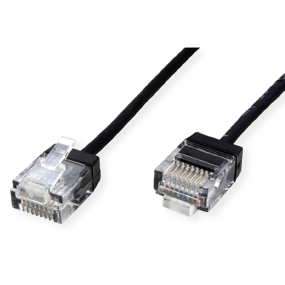 ROLINE UTP DataCenter Patchkabel Kat.6A (Class EA), LSOH, slim, extra kurzer Stecker, schwarz, 3 m-Beschreibung lesen