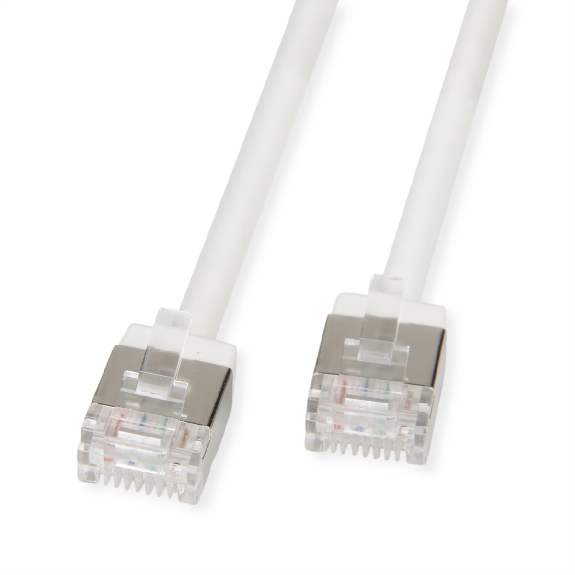 ROLINE U/FTP DataCenter Patchkabel Kat.6A (Class EA), LSOH, slim, extra kurzer Stecker, weiß, 1,5 m-Beschreibung lesen